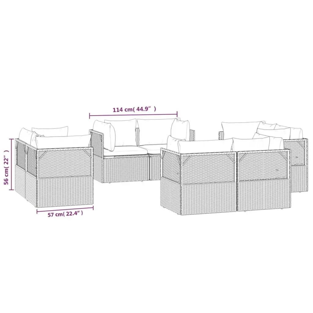 8-Piece Grey Sofa Set for Outdoor Relaxation