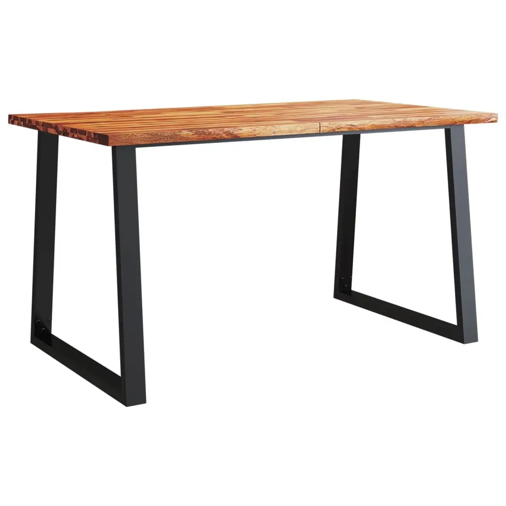 Dining Set 3 Piece Solid Acacia Wood Kitchen Table Bench Chairs Live Edge Brown