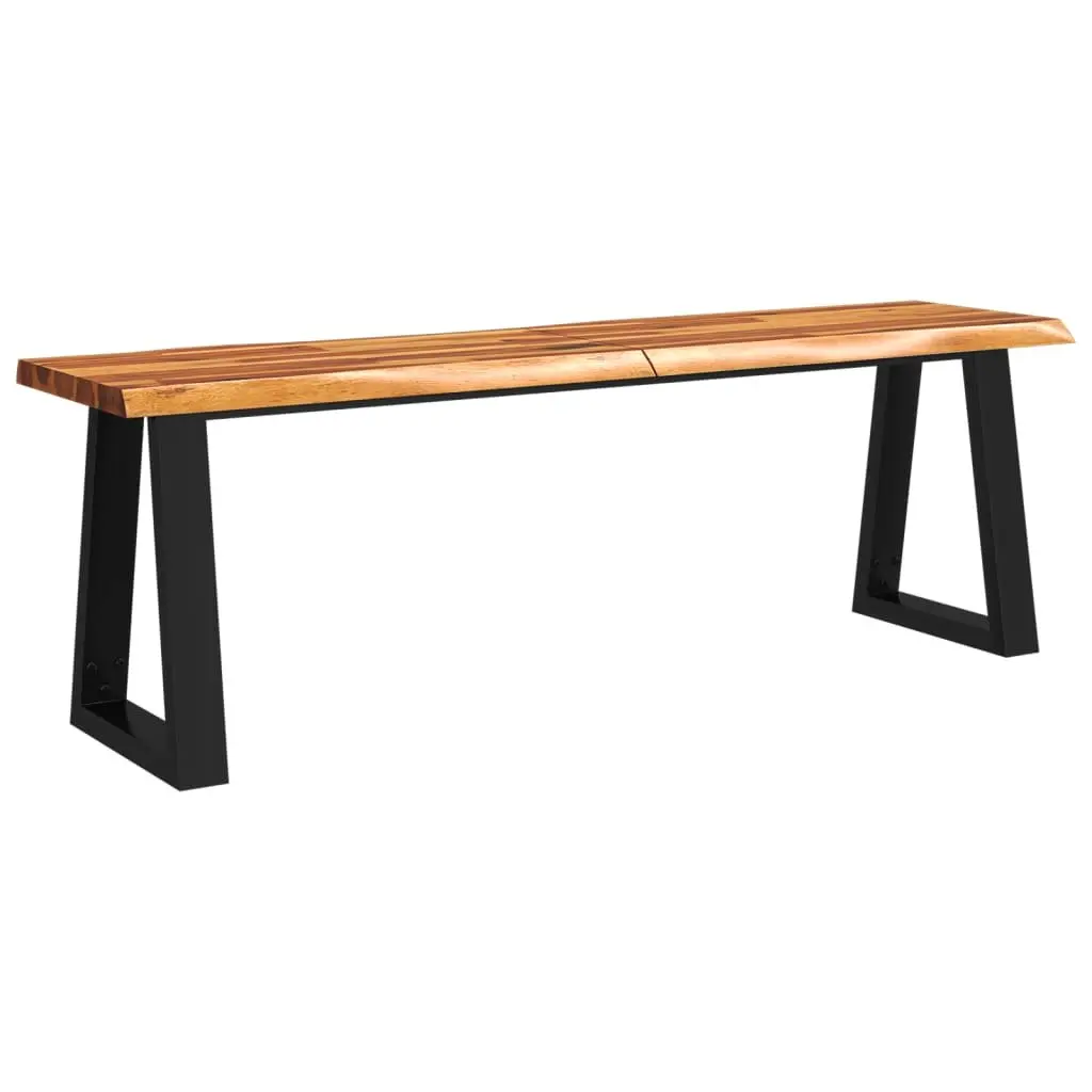 Dining Set 3 Piece Solid Acacia Wood Kitchen Table Bench Chairs Live Edge Brown