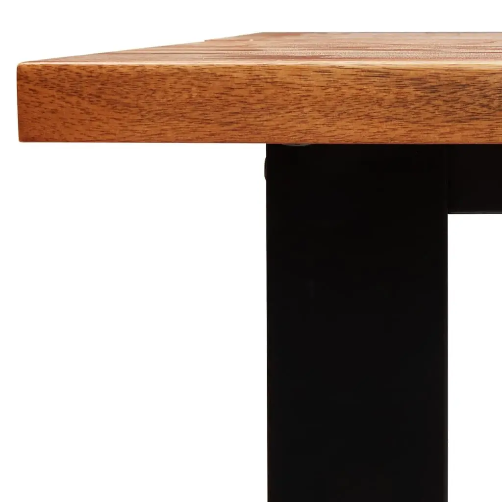 Dining Set 3 Piece Solid Acacia Wood Kitchen Table Bench Chairs Live Edge Brown