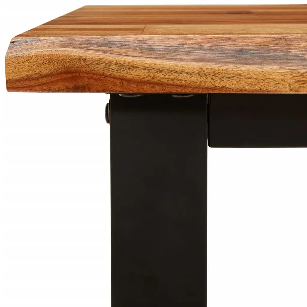 Dining Set 3 Piece Solid Acacia Wood Kitchen Table Bench Chairs Live Edge Brown