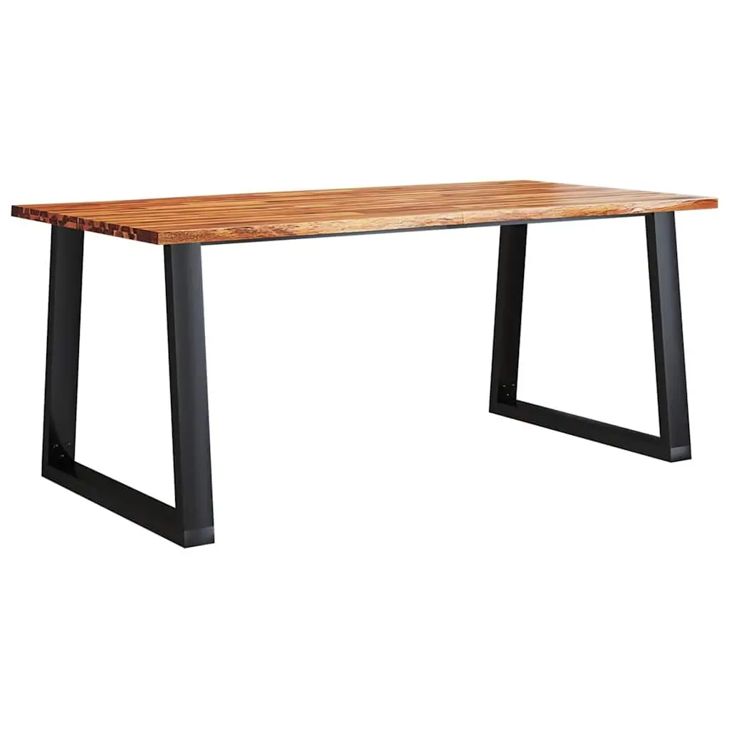 3 Piece Dining Set Solid Wood Live Edge Brown Kitchen Table and Bench