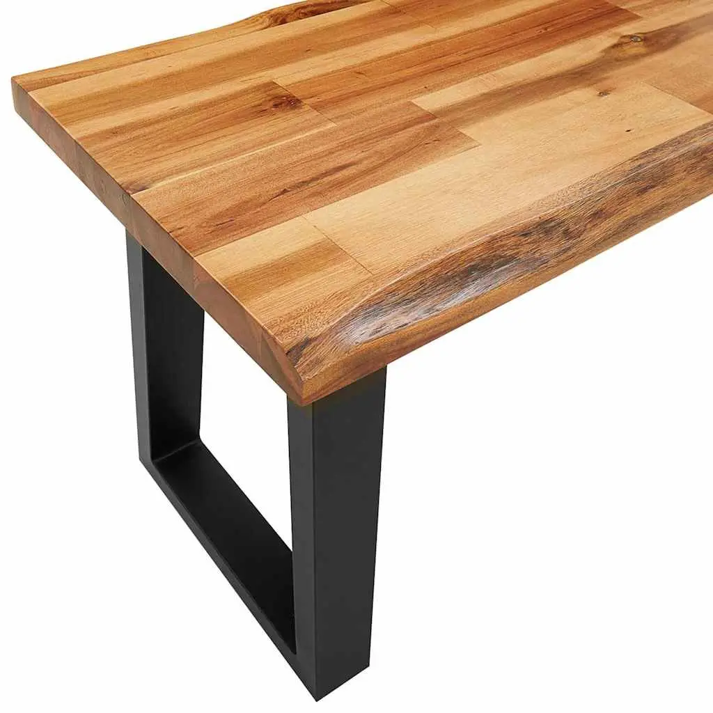 3 Piece Dining Set Solid Wood Live Edge Brown Kitchen Table and Bench