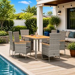 Practical 7-Piece Dining Set for Your Patio Retreat
