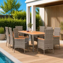 Practical 9 Piece Grey Rattan Garden Dining Set for Your Home