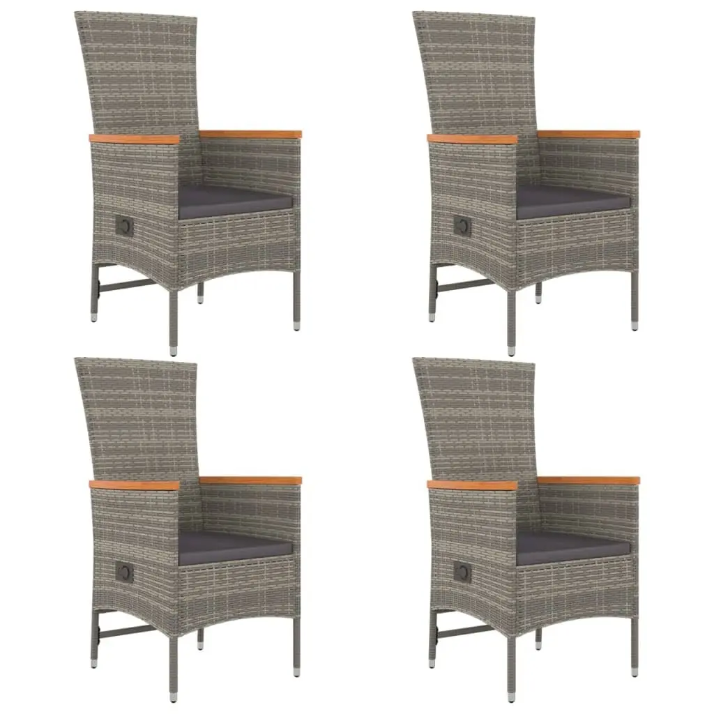 5 Piece Outdoor Dining Set Grey PE Rattan Chairs Table Garden Furniture