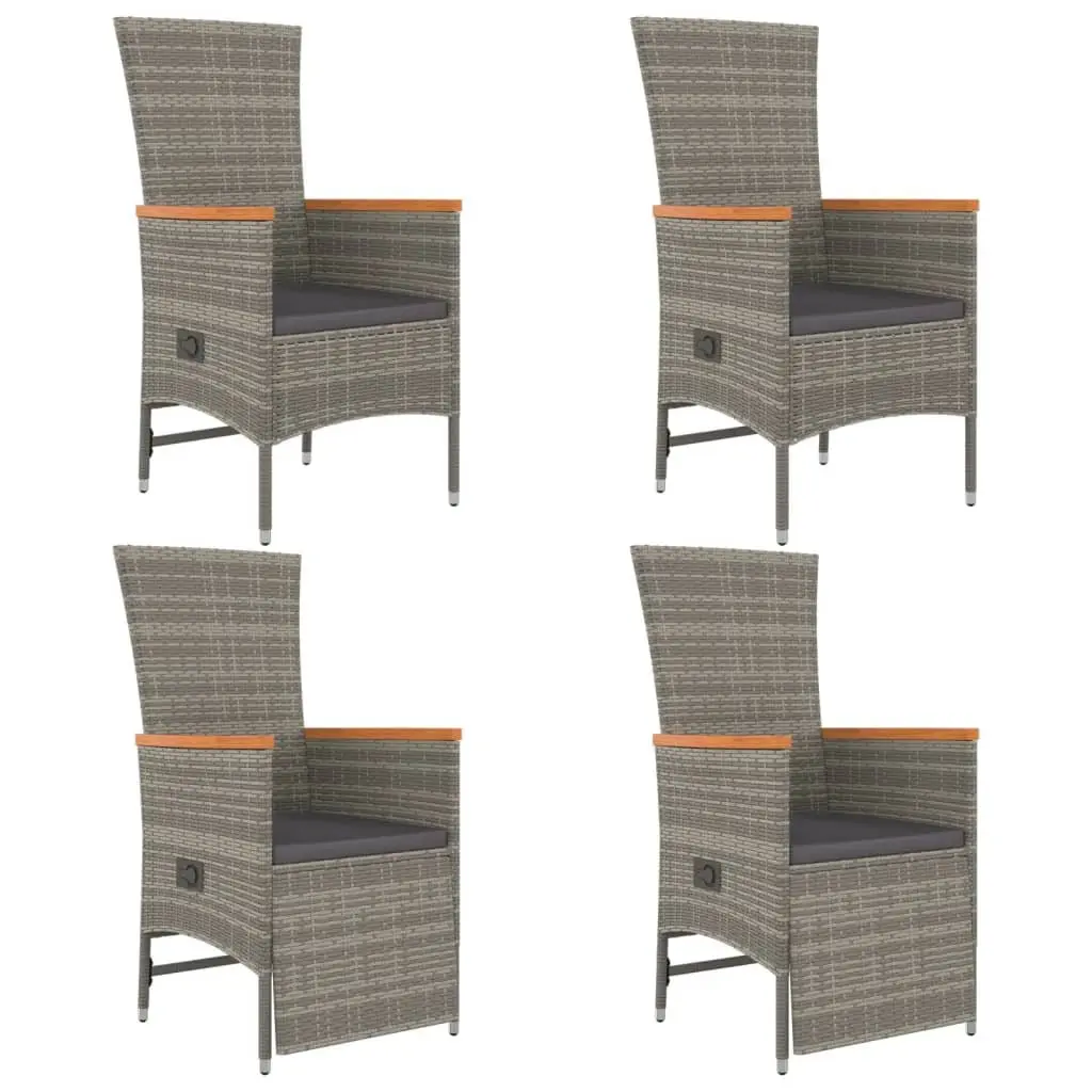 5 Piece Outdoor Garden Dining Set Grey PE Rattan Chairs Table