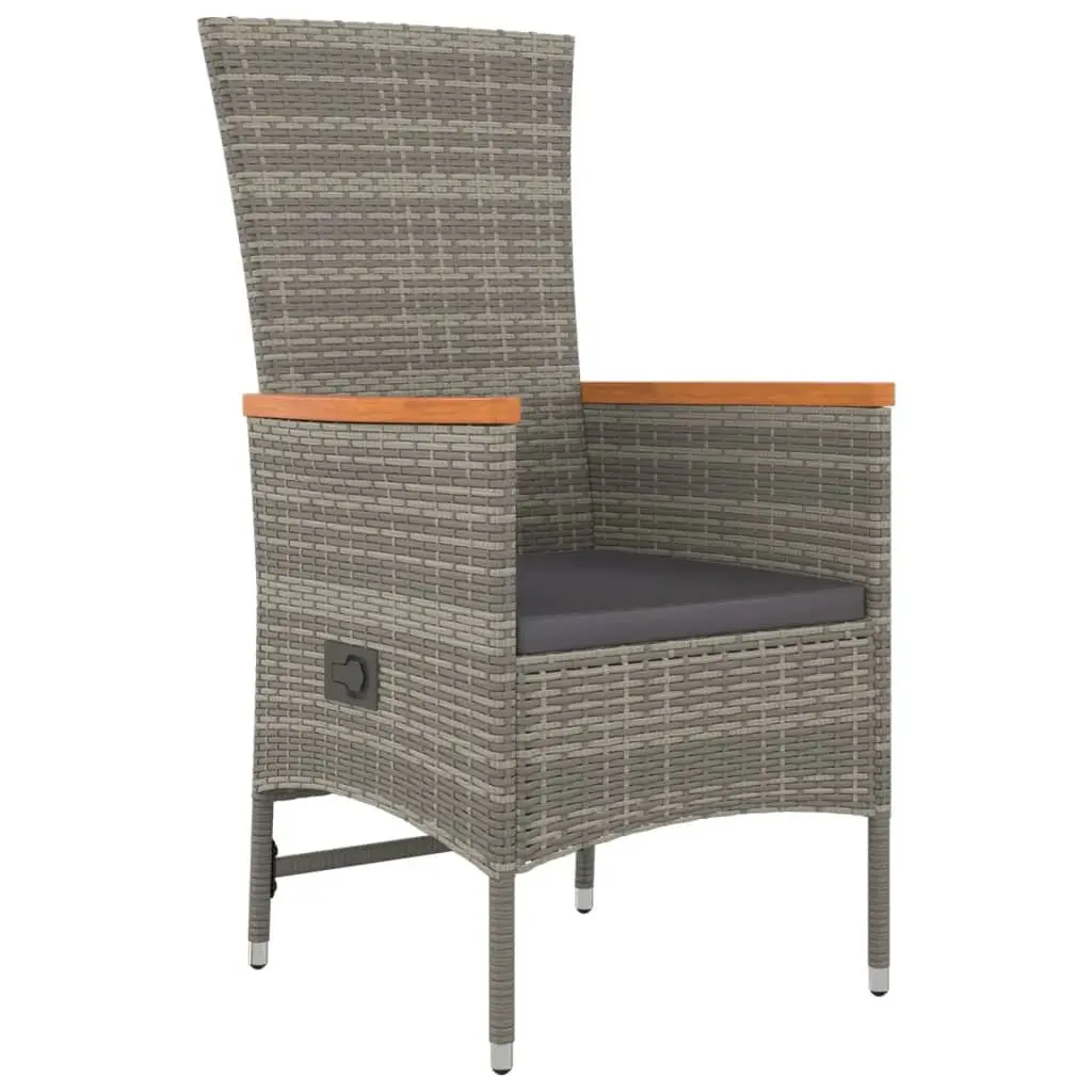 5 Piece Outdoor Garden Dining Set Grey PE Rattan Chairs Table