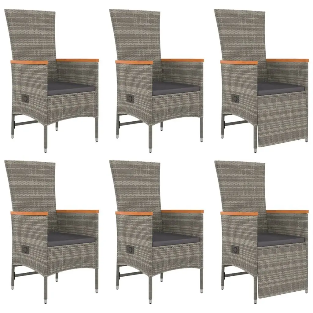 Garden Dining Set 7 Piece Outdoor Patio Furniture Grey Poly Rattan Chairs Table