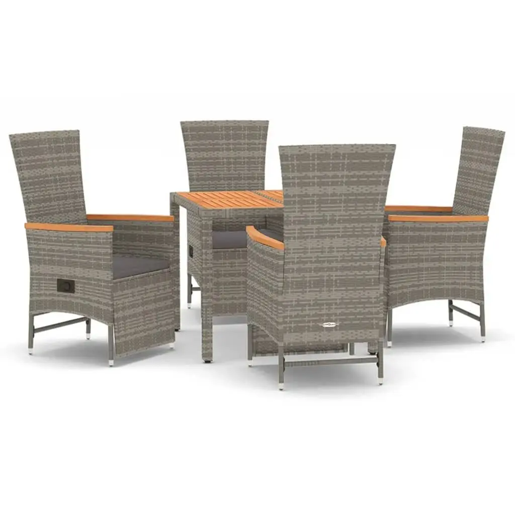 Outdoor Garden Dining Set 5 Piece Patio Furniture with Cushions Grey Rattan