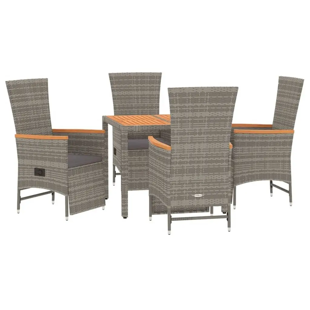 Outdoor Garden Dining Set 5 Piece Patio Furniture with Cushions Grey Rattan