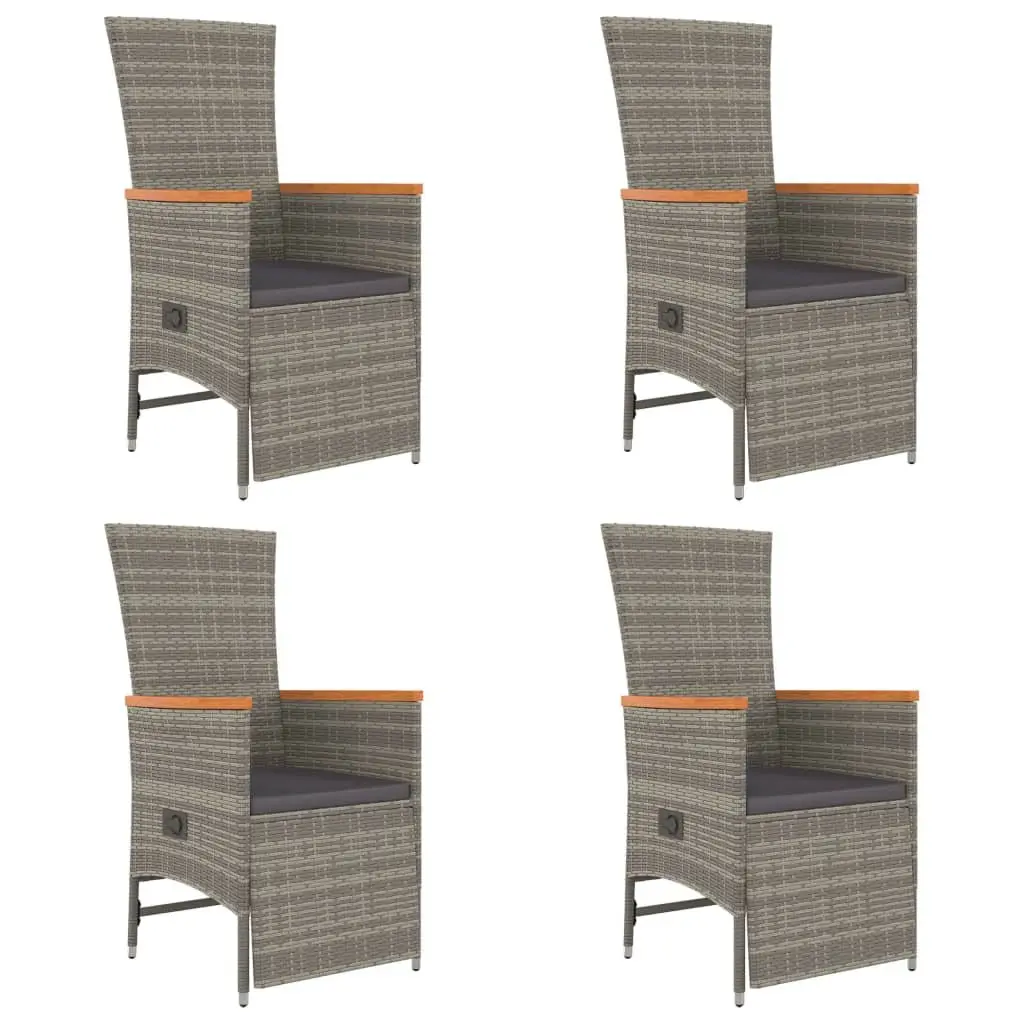 Outdoor Garden Dining Set 5 Piece Patio Furniture with Cushions Grey Rattan