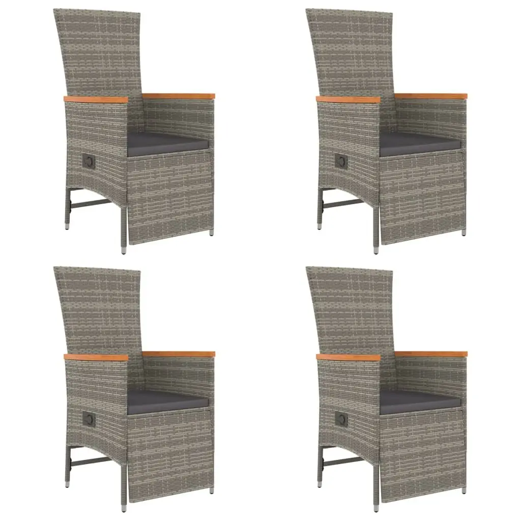 5 Piece Garden Dining Set Outdoor Patio PE Rattan Chairs Table with Cushions Grey