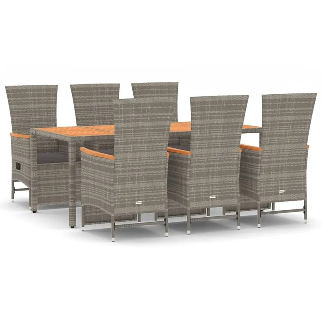 Garden Dining Set 7 Piece Outdoor Furniture Patio Table Chairs Cushions Grey