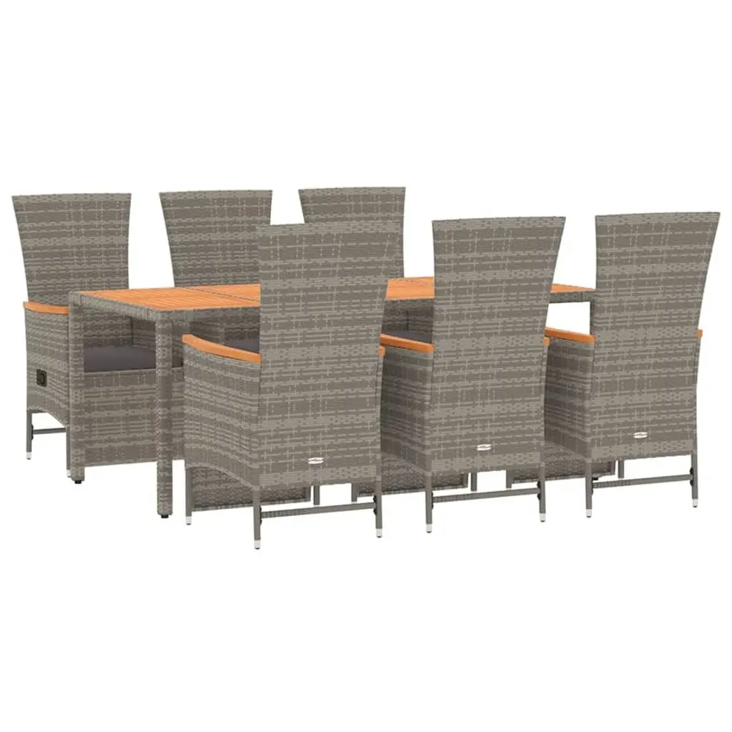 Garden Dining Set 7 Piece Outdoor Furniture Patio Table Chairs Cushions Grey