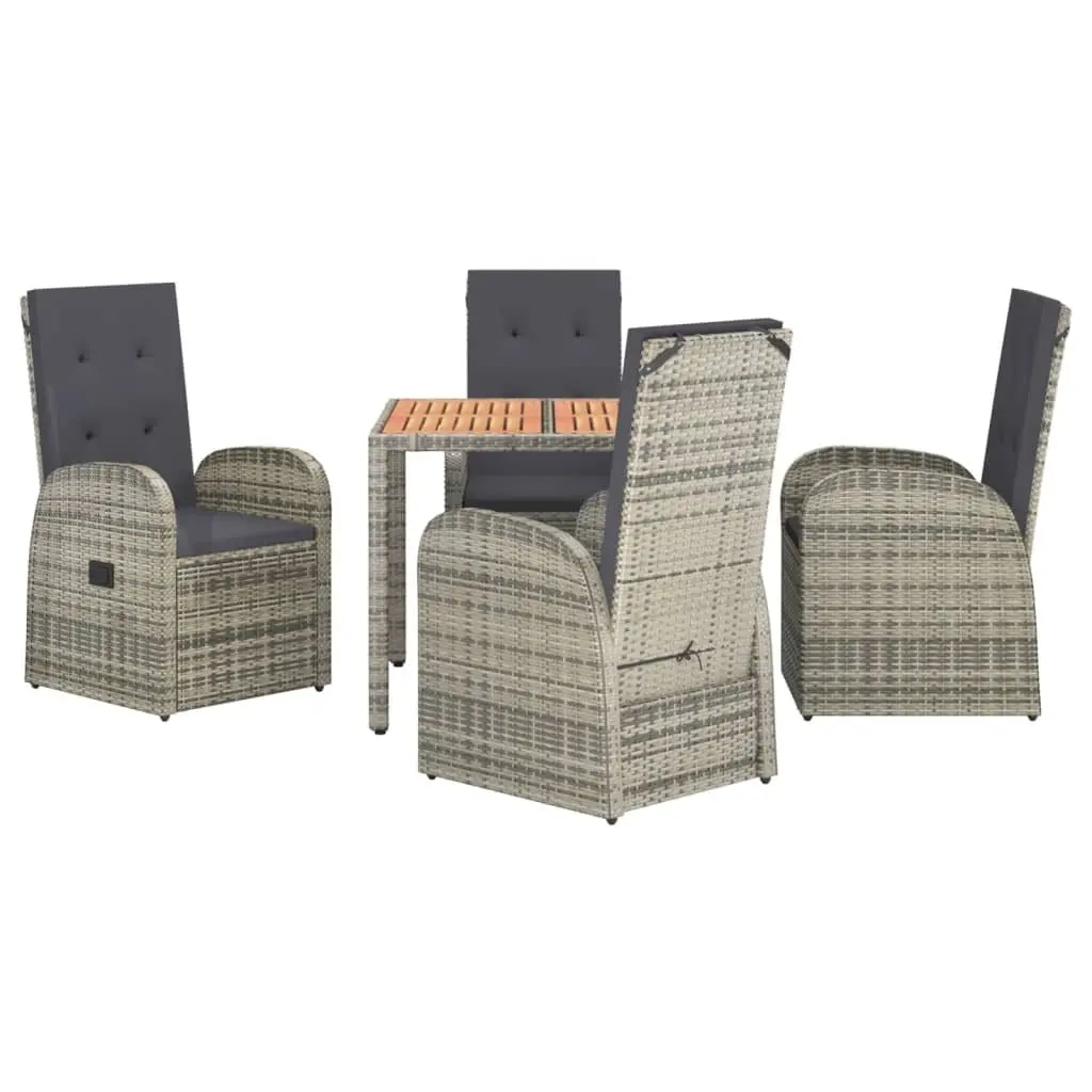 Garden Dining Set 5 Piece Grey Outdoor Furniture Rattan Patio Table Chairs