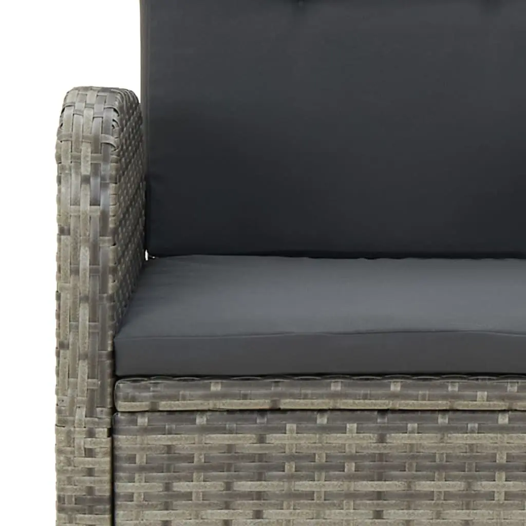 Outdoor Dining Set 5 Piece Modular Grey Poly Rattan Chairs Table with Cushions