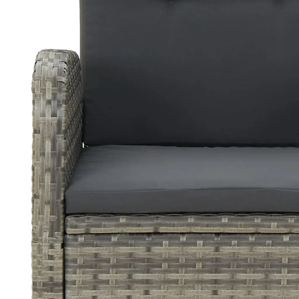 7 Piece Garden Dining Set PE Rattan Grey Outdoor Furniture with Cushions