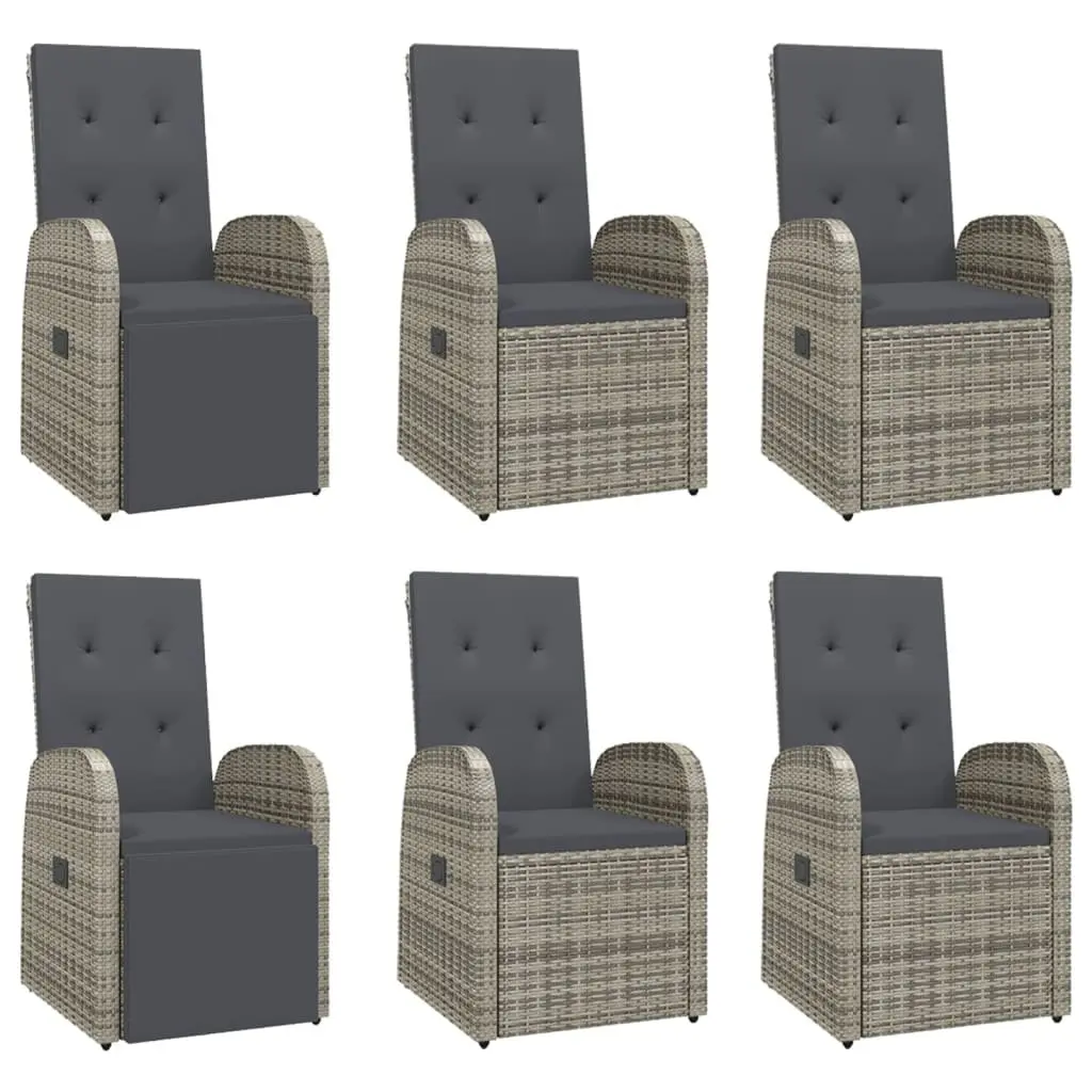 Outdoor Dining Set 7 Piece PE Rattan Garden Furniture Grey Powder Coated Steel Chairs Table