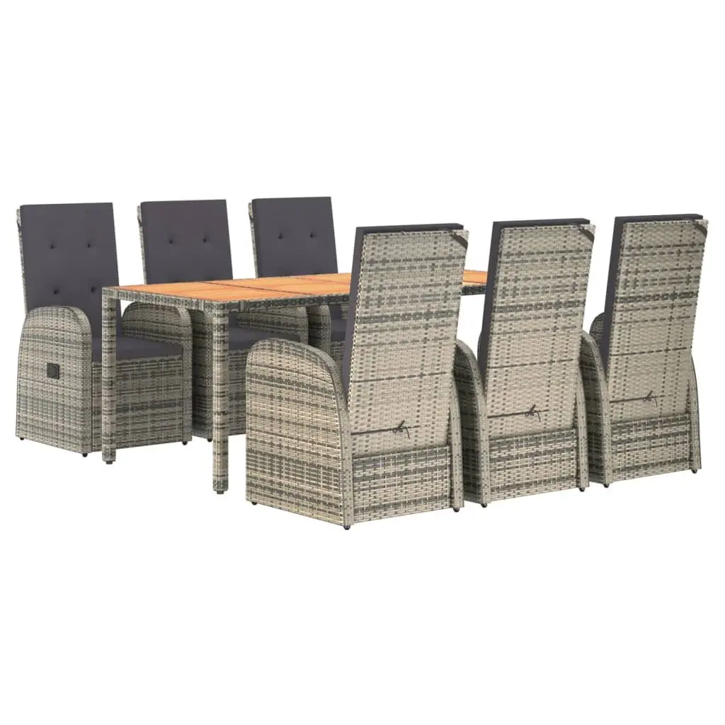 Garden Dining Set 7 Piece Grey PE Rattan Outdoor Furniture with Cushions