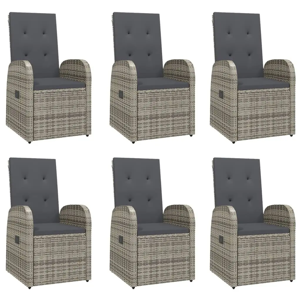 Garden Dining Set 7 Piece Grey PE Rattan Outdoor Furniture with Cushions