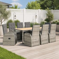 Practical 9-Piece Grey Dining Set for Your Outdoor Gatherings