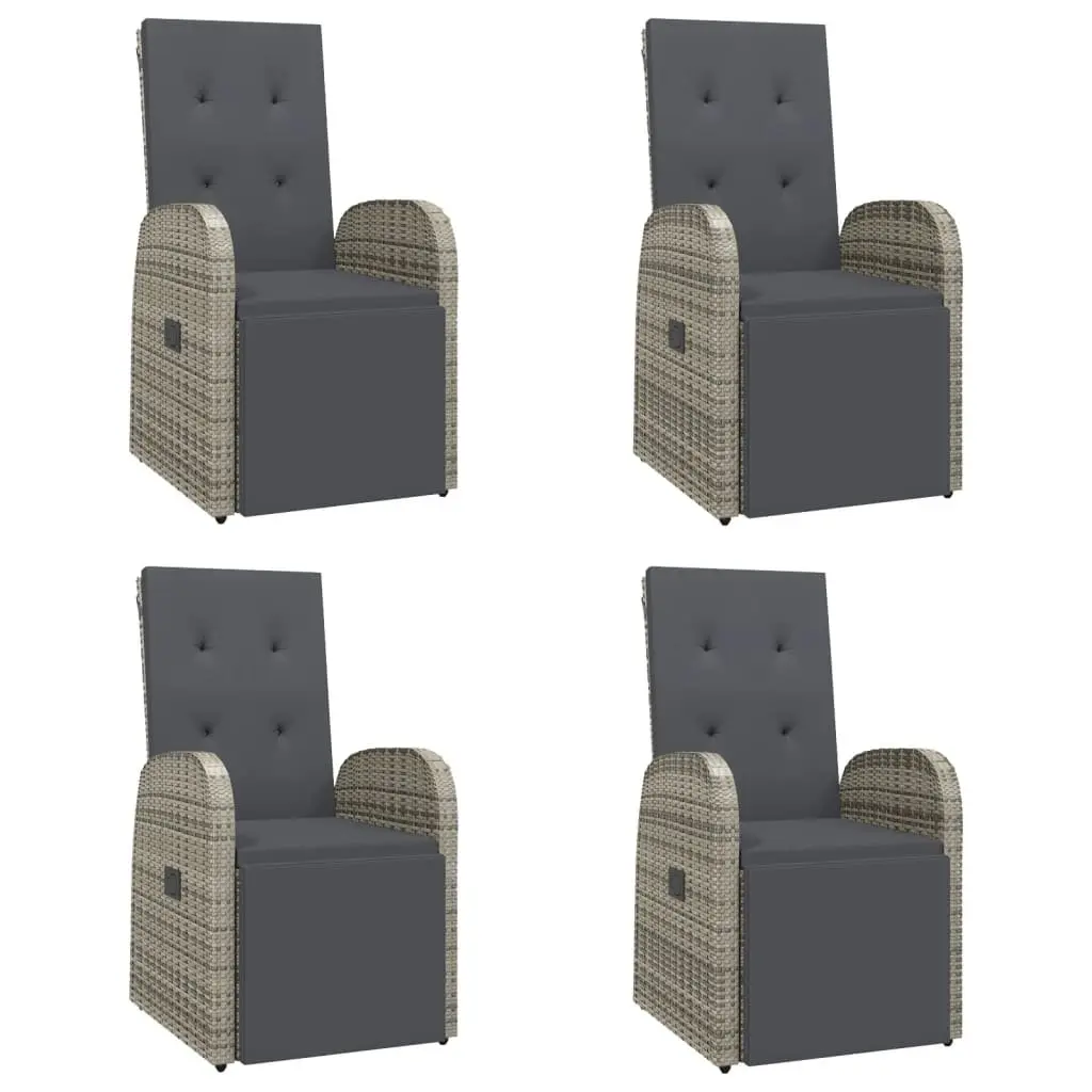 Outdoor Dining Set PE Rattan Powder-Coated Steel 5 Piece Garden Furniture Patio Table Chairs Cushions Grey