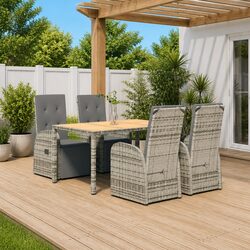 Practical 5 Piece Grey Rattan Dining Set for Outdoor Use
