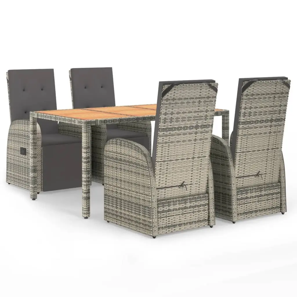 5 Piece Garden Dining Set PE Rattan Grey Outdoor Patio Furniture