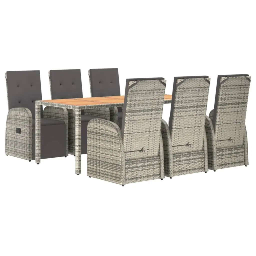 Garden Dining Set 7 Piece Outdoor Patio Furniture Grey Rattan Chairs Table