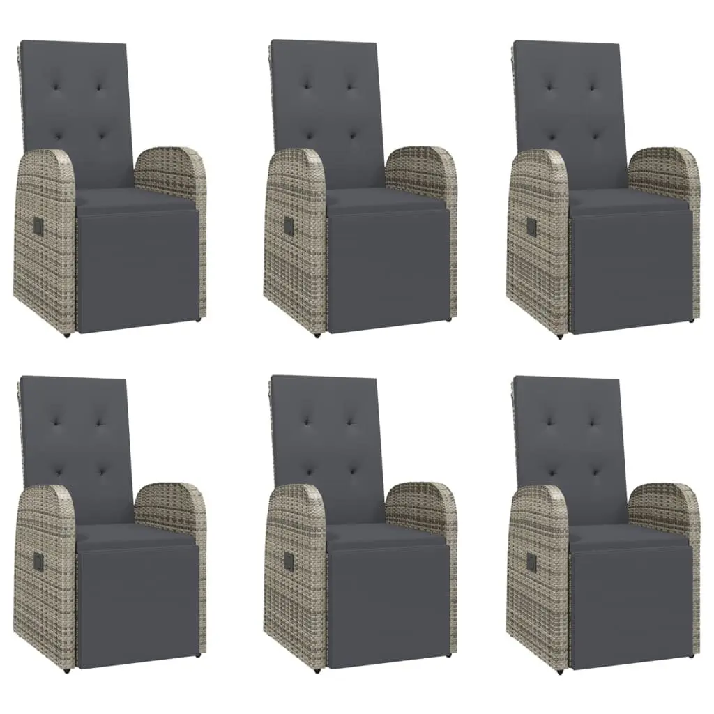 Garden Dining Set 7 Piece Outdoor Patio Furniture Grey Rattan Chairs Table