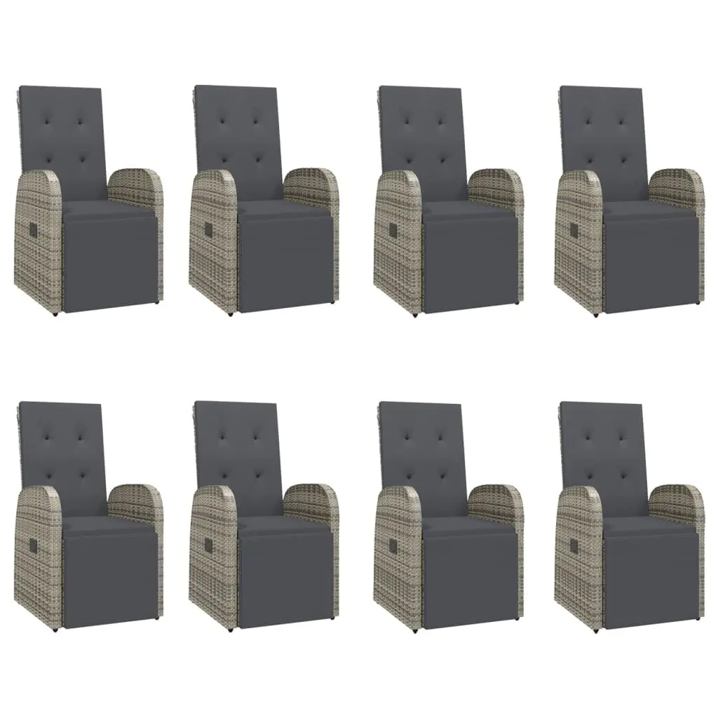 Garden Dining Set 9 Piece PE Rattan Outdoor Furniture Grey with Cushions