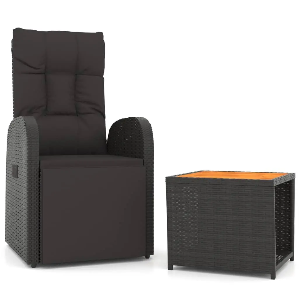 Garden Lounge Set PE Rattan Steel Frame 2 Piece Outdoor Furniture Black