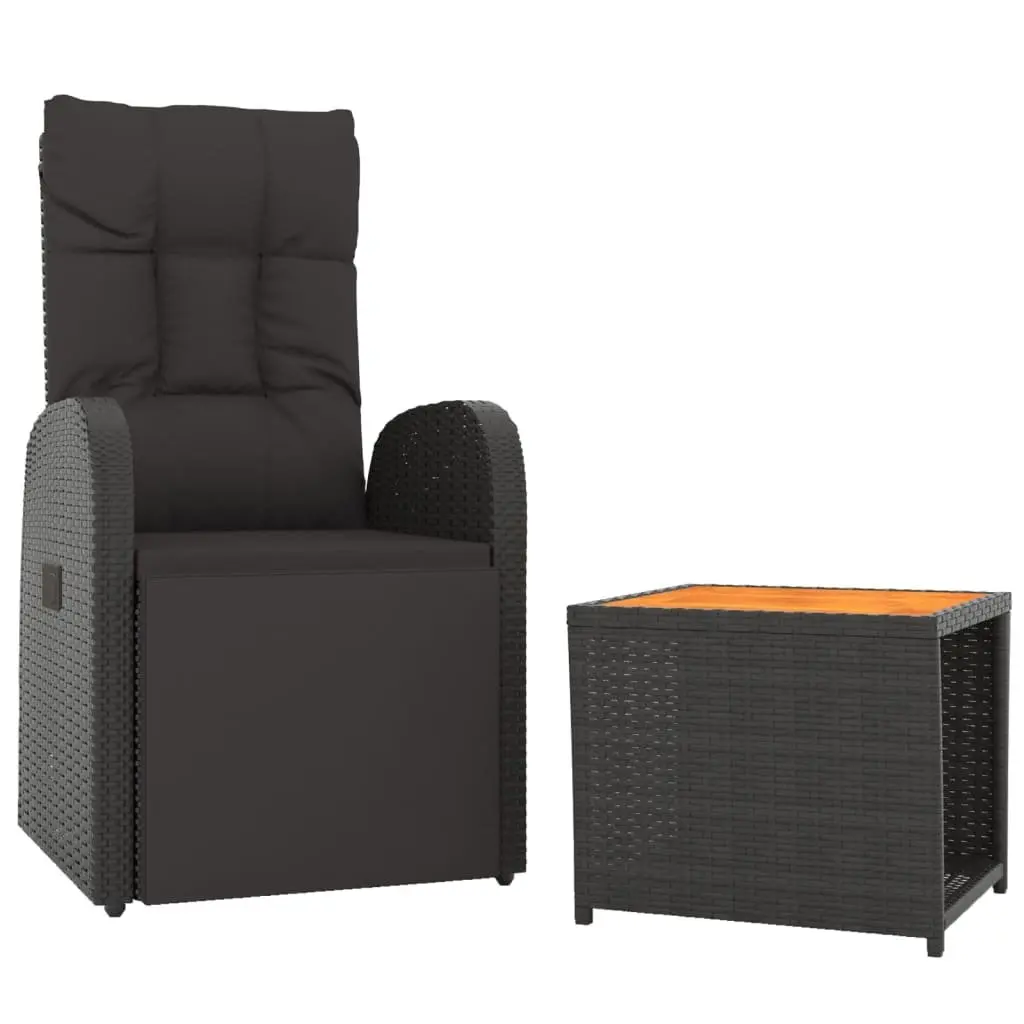 Garden Lounge Set PE Rattan Steel Frame 2 Piece Outdoor Furniture Black