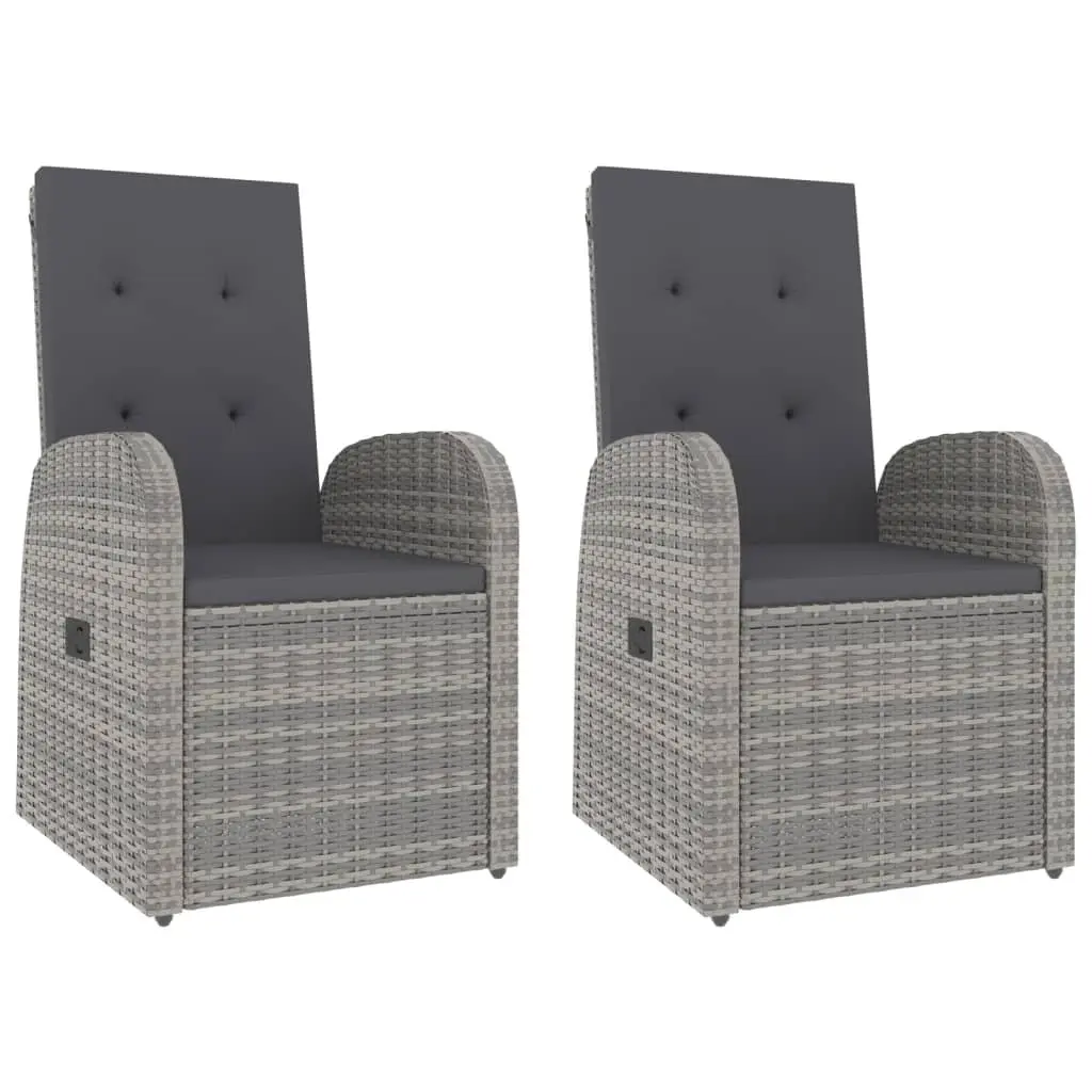 3 Piece Garden Lounge Set Grey PE Rattan Outdoor Furniture Chairs Table