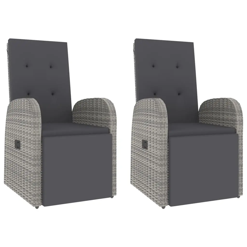 3 Piece Garden Lounge Set Grey PE Rattan Steel Acacia Wood Outdoor Furniture