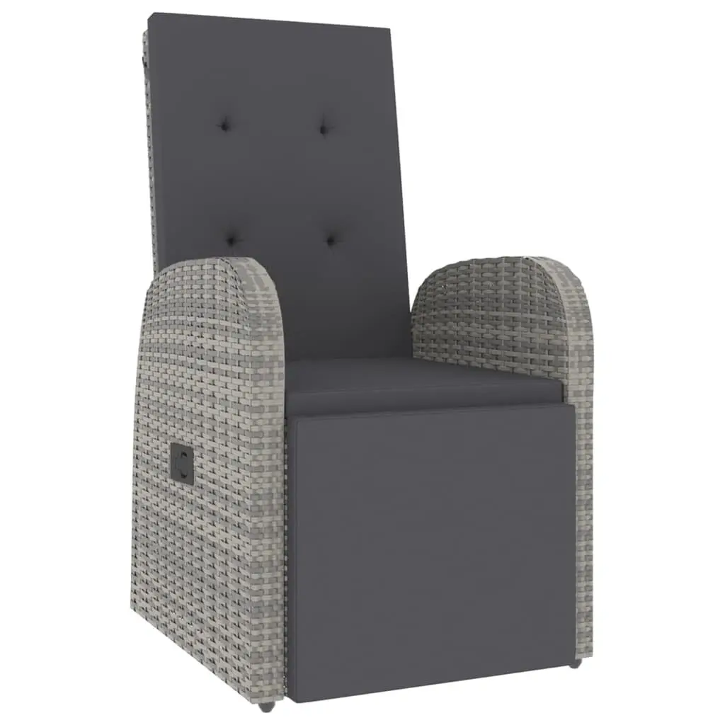 Garden Lounge Set 2 Piece Outdoor Chair Table Grey Rattan Steel Acacia Wood