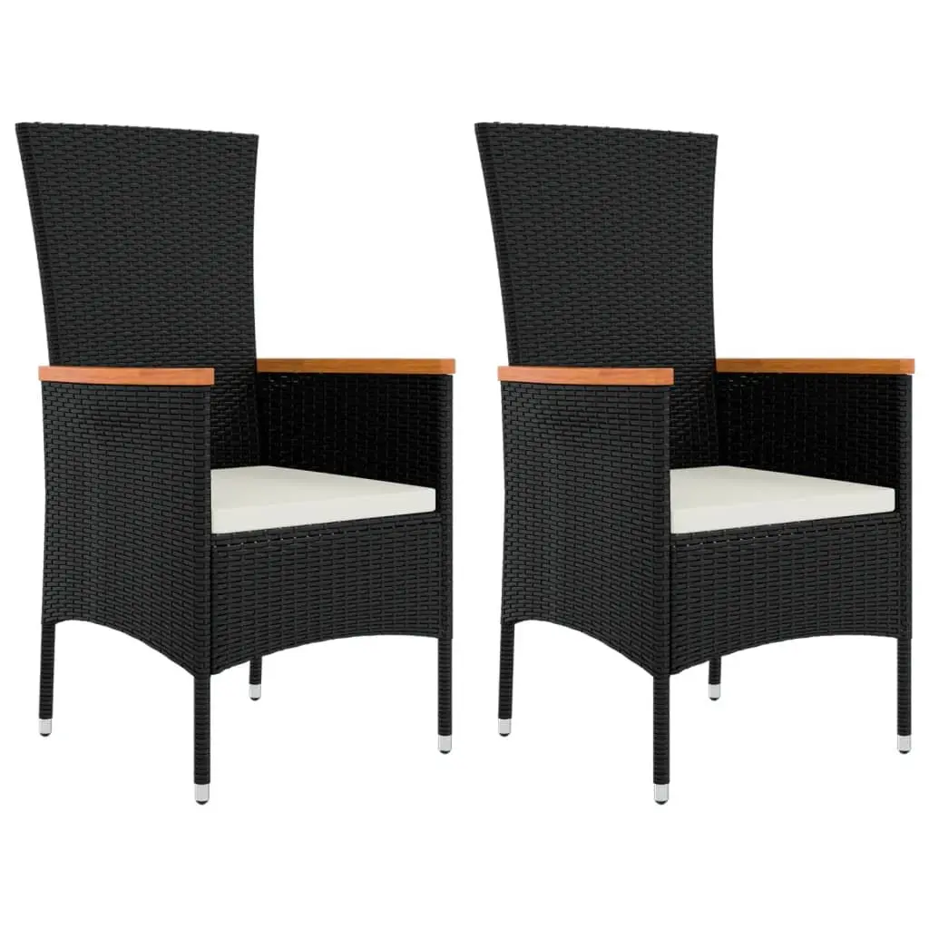 Garden Lounge Set PE Rattan Steel Frame 3 Piece Black Outdoor Furniture