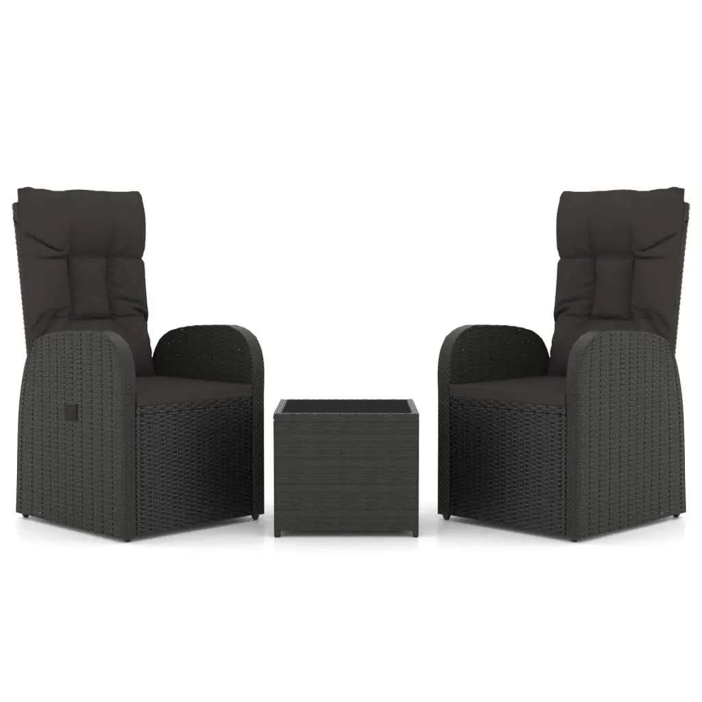 Garden Lounge Set with Black Chairs and Table