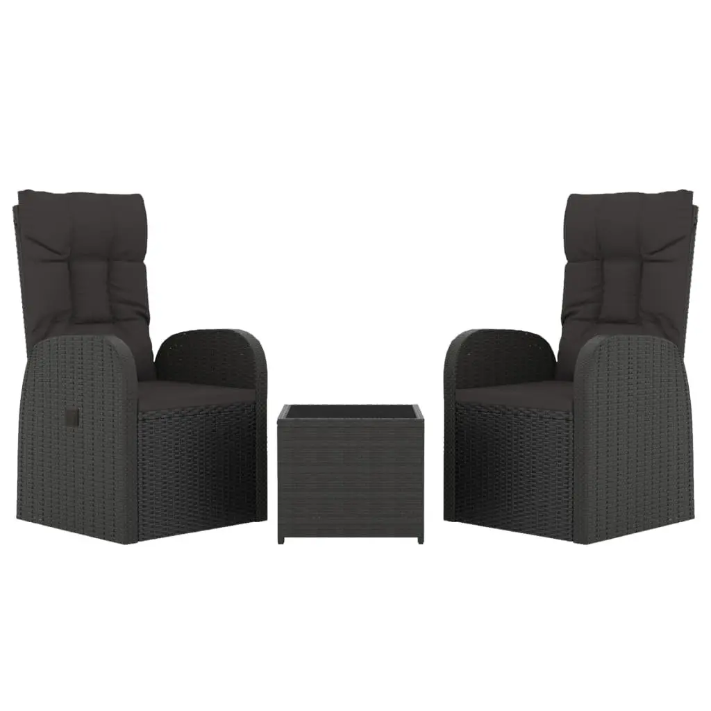 Garden Lounge Set with Black Chairs and Table