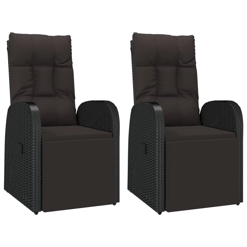 3 Piece Garden Lounge Set Rattan Steel Black Outdoor Furniture Chair Table