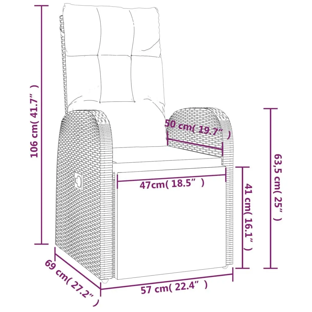 3 Piece Garden Lounge Set Rattan Steel Black Outdoor Furniture Chair Table