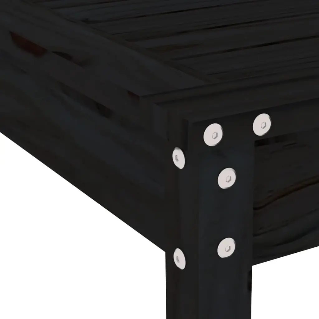 Outdoor Furniture Set Black Solid Pine Wood 3 Piece Table and Stools