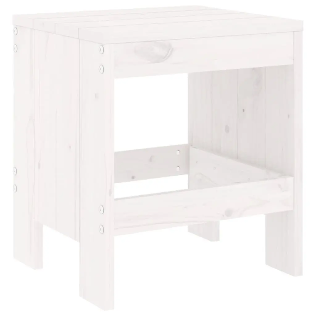 White Solid Pine Wood Outdoor Dining Set 5 Piece Patio Furniture Table with Stools
