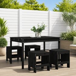 Durable 5-Piece Black Pine Dining Set for Outdoors