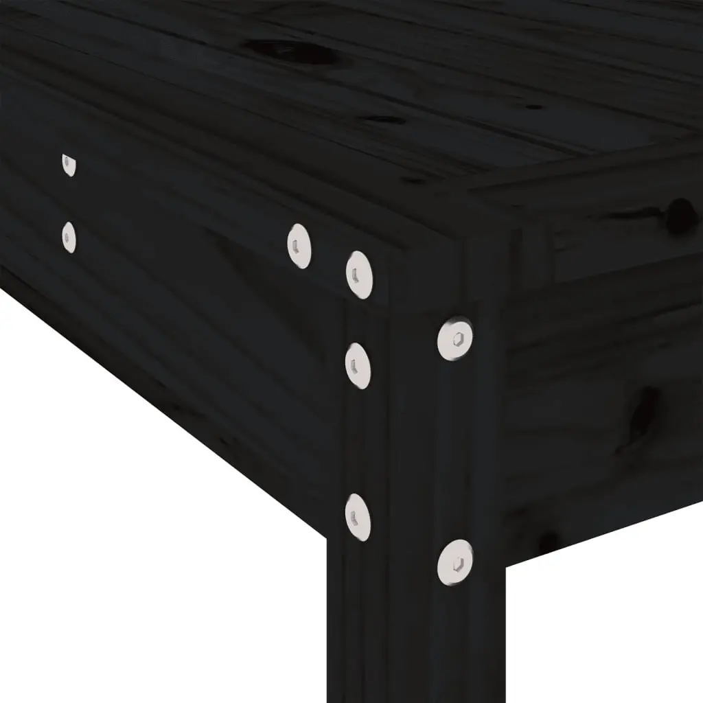 5 Piece Outdoor Furniture Set Black Solid Pine Wood Dining Table with Stools for Garden Patio