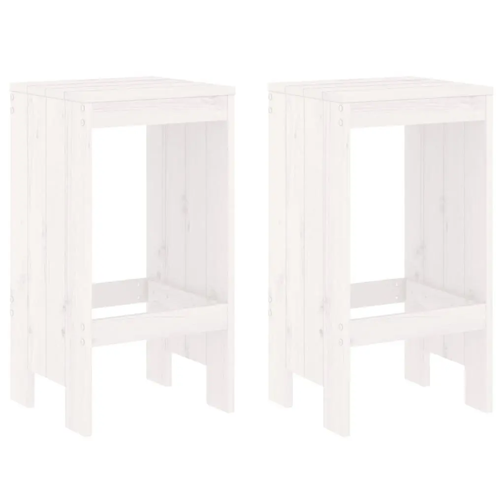 3 Piece Outdoor Bar Set White Wooden Furniture with Table and Stools for Patio Garden