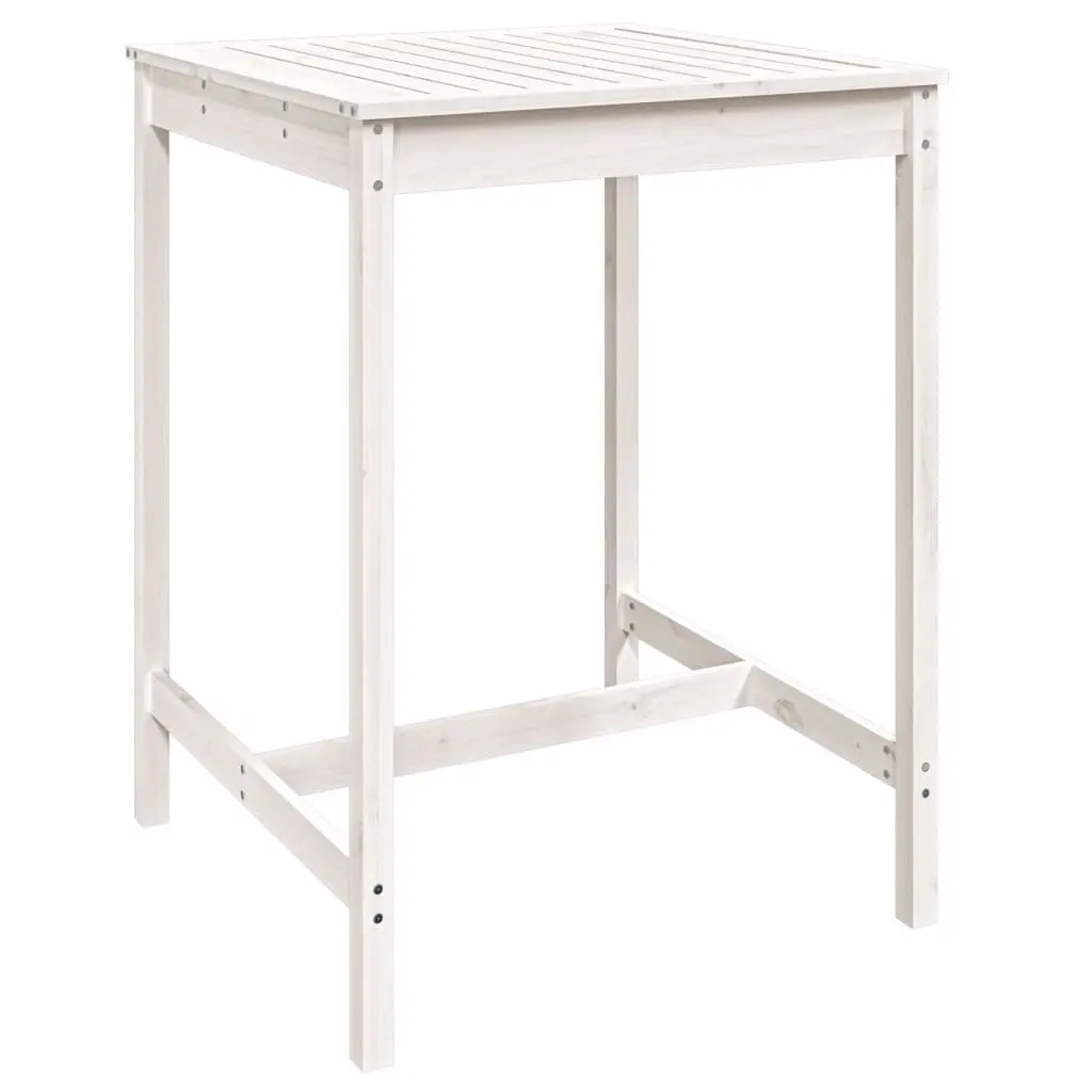 3 Piece Outdoor Bar Set White Wooden Furniture with Table and Stools for Patio Garden