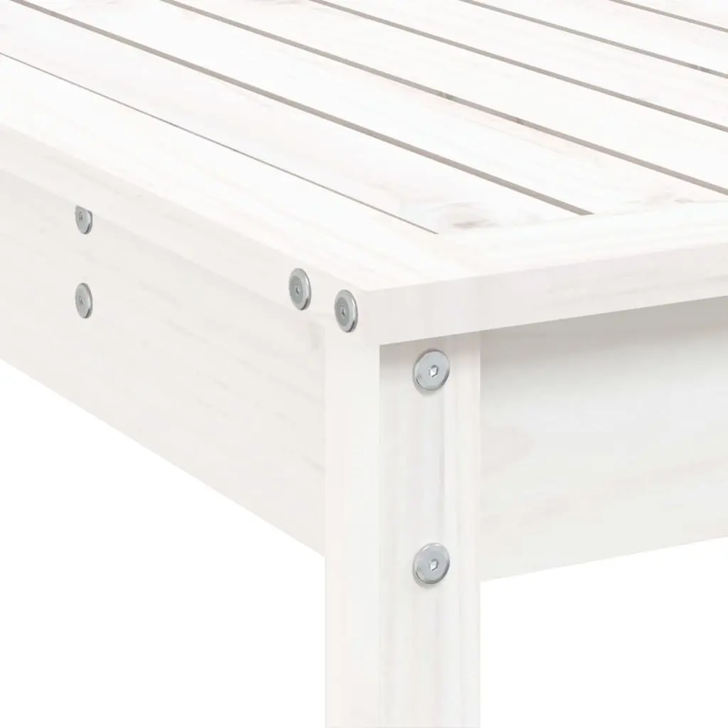 3 Piece Outdoor Bar Set White Wooden Furniture with Table and Stools for Patio Garden
