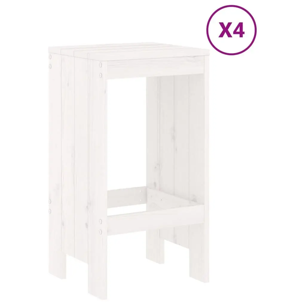 Garden Bar Set White Solid Pine Wood 5 Piece Outdoor Patio Furniture Stools Table